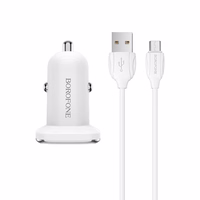 Automobilinis įkroviklis Borofone BZ12A Quick Charge 3.0 + MicroUSB baltas
