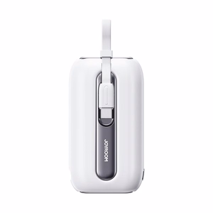 Joyroom mini išorinė baterija 10000mAh Colorful Series 22.5W su 2 įmontuotais USB C ir Lightning kabeliais rožinė (JR-L012)