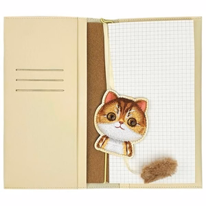 NIMMY rinkinys 2in1 užrašų knygelė + rašiklis BIG EYED PET 2.0 Katė chaki