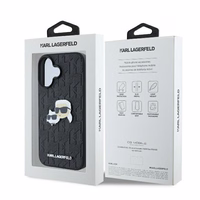 Karl Lagerfeld Monogram Karl & Choupette Head Pin Dėklas telefonui iPhone 16 Plus - juodas