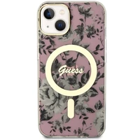 Guess GUHMP14MHCFWSP iPhone 14 Plus 6.7" rožinis/rožinis kietas dėklas Gėlė Magnetinis