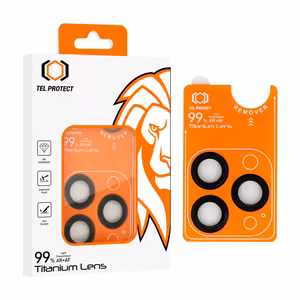 Tel Protect Titanium Lens 99% AR juodi grūdinti apsauginiai stiklai Apple iPhone 18 Pro / 18 Pro Max kameros lęšiams (3 vnt.)