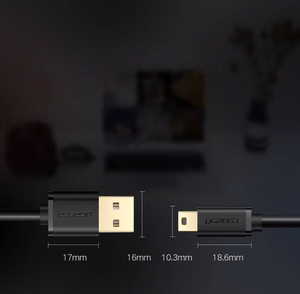 Ugreen USB laidas - mini USB 480 Mbps 2m US132 (juodas)