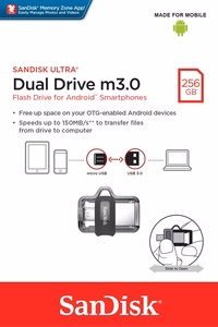 SanDisk Ultra Dual m3.0 USB atmintinė 256 GB USB Type-A / Micro-USB 3.2 Gen 1 juoda, sidabrinė, skaidri
