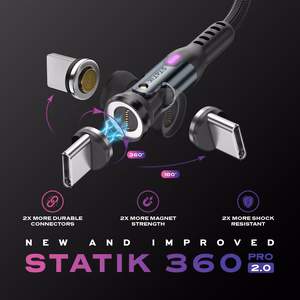STATIK Statik 360 Pro laidas 2.0 USB-C; 1 m, juodas