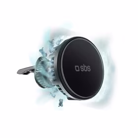 Išmaniojo telefono laikiklis su indukciniu įkrovikliu SBS TESUPFANWIR15W 15W, tvirtinamas prie oro angos, su aušinimu – juodas