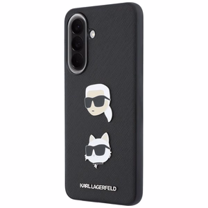 Karl Lagerfeld dėklas su Karl&Choupette Heads Pins&Logo Samsung Galaxy A57 5G, juodas
