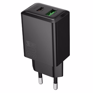 Įkroviklis Hoco N71 30W GaN USB-C/USB-A juodas