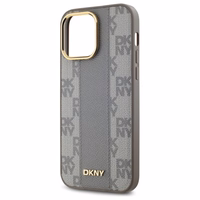 DKNY Odinis languotas mono raštas Magnetinis dėklas telefonui iPhone 14 Pro Max - smėlio spalvos