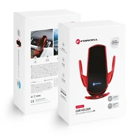 FORCELL F-GRIP automatinis automobilio laikiklis priekinio stiklo / oro angai su belaidžiu įkrovimu Qi 15W raudonas
