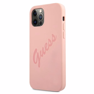 Guess GUHCP12LLSVSPI iPhone 12 Pro Max 6.7" rožinis/rožinis kietas dėklas Script Vintage