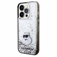 Karl Lagerfeld Liquid Glitter Choupette dėklas telefonui iPhone 14 Pro - permatomas