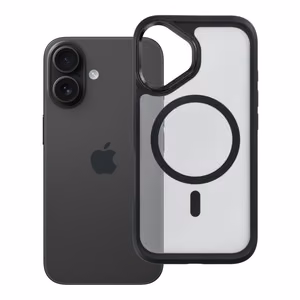 Case for iPhone 16 Forcell F-Protect Smoke Hybrid Premium compatible with MagSafe black