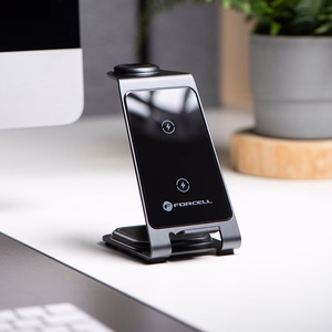 Forcell F-ENERGY Simply Charge 3in1 aliuminis suderinamas su Apple Watch ir Samsung Watch pilkas