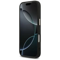 Guess Fiksuotas Blizgus Didelis 4G Metalinis rėmas dėklas telefonui iPhone 17 Pro - juodas