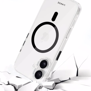 Liavec Blizgus Magnetinis Skaidrus dėklas telefonui Iphone 16 juoda