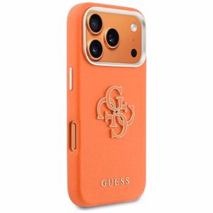 Guess FW dėklas su dervos logotipu iPhone 17 Pro - oranžinis