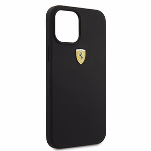 Ferrari FESSIHCP12LBK iPhone 12 Pro Max 6.7" juodas/juodas kietas dėklas On Track Silicone