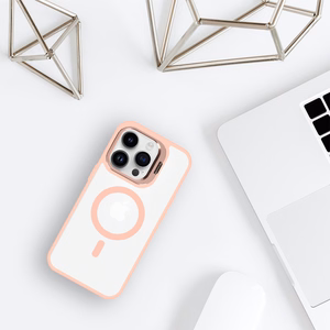 Tel Protect Magnetinis dėklas telefonui su stovu Iphone 14 Pro šviesiai rožinė