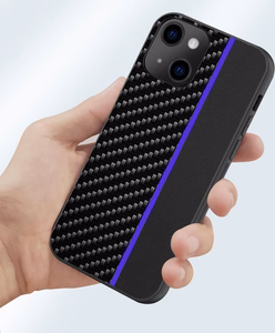 Tel Protect CARBON dėklas telefonui Iphone 13 Pro Max juodas su mėlyna juostele