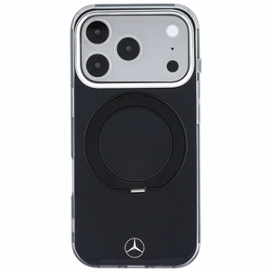Mercedes Iconic Logo dėklas, skirtas iPhone 18 Pro Max / 17 Pro Max, su žiedu-stovu, suderinamas su MagSafe – juodas