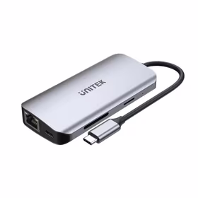 UNITEK aktyvus šakotuvas USB-C 2X HDMI 4K, RJ45, PD 100W
