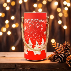 Christmas stiklas Lantern FCL-10 raudonas-auksinis L Forever Light