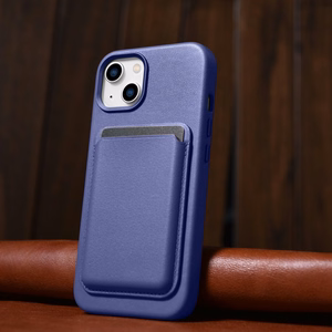 iCarer Dėklas Odinis viršelis natūralios odos iPhone 14 Plus šviesiai violetinis (suderinamas su MagSafe)