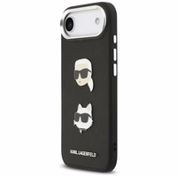 KARL LAGERFELD dėklas telefonui IPHONE 17 Air, suderinamas su magnetiniu MagSafe (KLHCP17MPSFDHPOK, FW Grained PU W/ K&C Heads Pins & Logo) juodas
