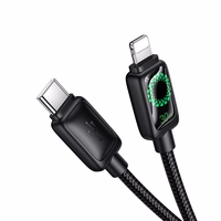 Kabelis su skystųjų kristalų ekranu USB C į USB C Hoco 3A 60W 1,2 m U146 juodas