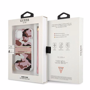 Guess GUHCP13SKCABPI iPhone 13 mini 5.4" rožinis/rožinis kietas dėklas Camo Dirželis Kolekcija