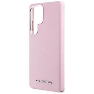 Karl Lagerfeld Saffiano Pilnai apgaubtas Pailgintas metalinis logotipas Magnetinis dėklas Samsung Galaxy S25 Ultra - rožinė