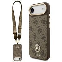 Guess 4G Strass Logo & Big Strap Metal Buttons Magnetinis dėklas telefonui iPhone Air - rudas