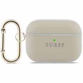 Guess Grained Classic Logo Hook dėklas for AirPods Pro 3 - auksinis