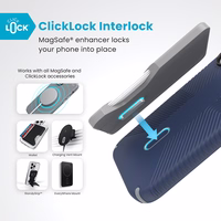 Speck Presidio2 Grip ClickLock & MagSafe - iPhone 16 dėklas (Coastal mėlynas / Dust pilkas / baltas)