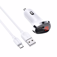 Borofone automobilinis įkroviklis BZ15 Auspicious - 2xUSB - 2,4A su USB to MicroUSB kabeliu baltas