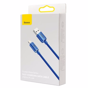 USB laidas Baseus Crystal Shine mėlynas Lightning 120cm
