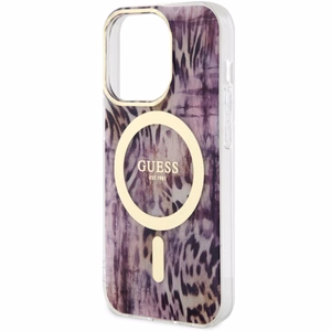 Guess GUHMP14LHLEOPWP iPhone 14 Pro 6.1" rožinis/rožinis kietas dėklas Leopardas MagSafe