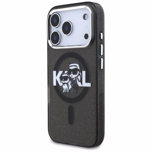 KARL LAGERFELD dėklas telefonui IPHONE 17 Pro, suderinamas su magnetiniu MagSafe (KLHMP17LHGKCGKBK, IML Glitter k&C Sketch Logo) juodas