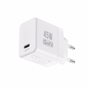 Crong Ultra Compact GaN USB-C sieninis įkroviklis, 45 W PD 3.0, PPS, baltas