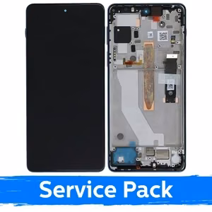 LCD Display Compatible With Motorola Edge 20 Pro XT2153 With Frame / Blue Vegan Leather / (Service Pack)