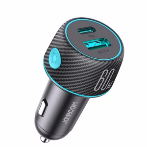 Automobilinis įkroviklis Joyroom „JR-CCN01" juodas 60W (PD20W / USB-C) su LED apšvietimu