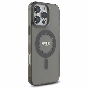 Guess IML Rhinestones Magnetinis dėklas telefonui iPhone 16 Pro - juodas