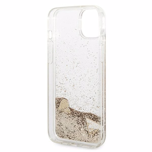 Guess GUOHCP14MGLHFLGO iPhone 14 Plus 6.7 "auksinis / auksinis kietas dėklas Blizgučiai Pakabukai