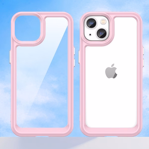 Outer Space dėklas iPhone 14 Plus kietas dangtelis su geliniu rėmeliu rožinė