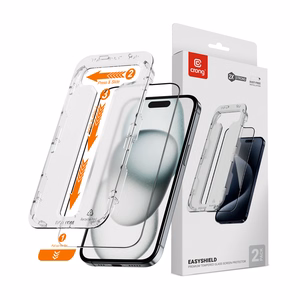 Crong EasyShield 2-Pack grūdinti apsauginiai ekrano stiklai, skirti iPhone 16 / 15, 2 vnt.