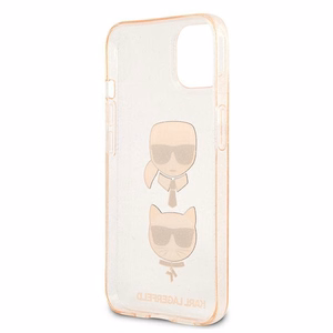 Karl Lagerfeld Glitter Karl's & Choupette Head чехол для iPhone 13 mini - золотой