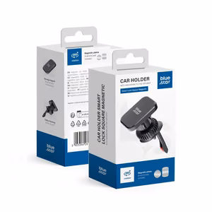 Magnetic car phone holder Blue Star Smart Lock Square air vent black