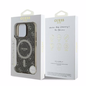 Guess IML 4G fonas Magnetinis dėklas telefonui iPhone 16 Pro - rudas