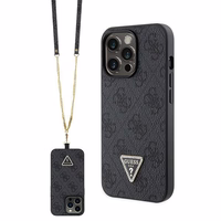 Guess GUHCP13LP4TDSCPK dėklas iPhone 13 Pro / 13 - juodas kryžminis 4G metalinis logotipas
